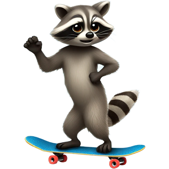 Raccoon on a skateboard  emoji