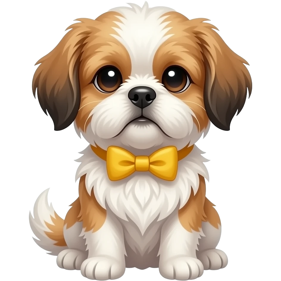 shitzu cute dog with yellow bowtie sitting emoji