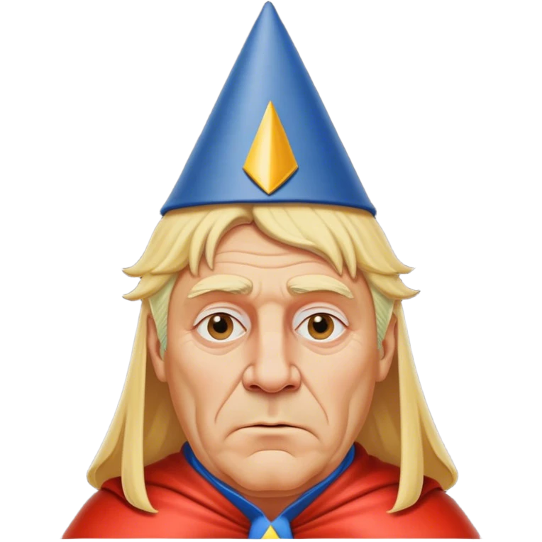 Blond older USA king with dunce cap crown emoji