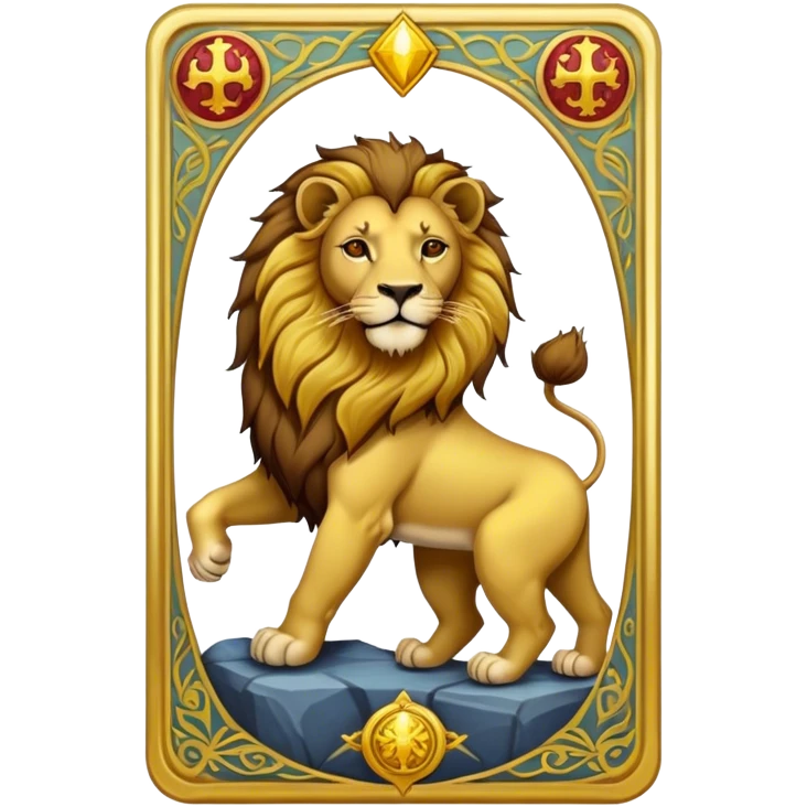 Tarot Card with a lion on it  emoji