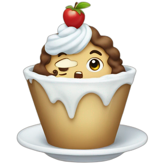 a big lady without tooth is eating a cupcate emoji