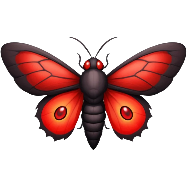 A sexy black and red moth with glowing red eyes with a manly human like body emoji