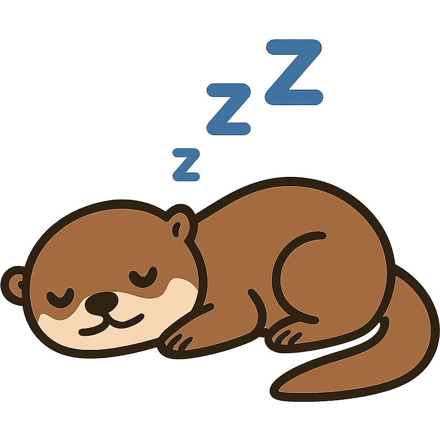 flat toon style sleepy otter emoji
