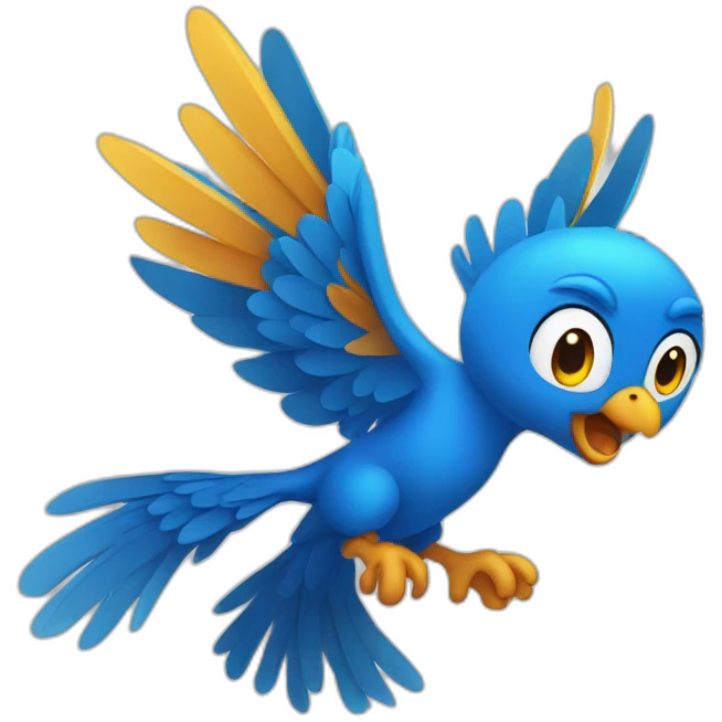 Blue Phoenix in an excited cartoon shape  emoji