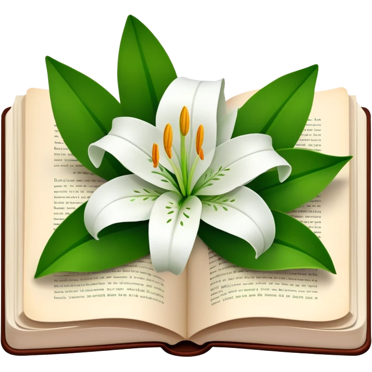 book with a lily flower tucked in book emoji