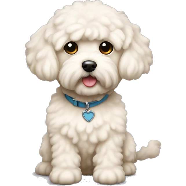 Really cute white/cream shipoo doodle dog emoji