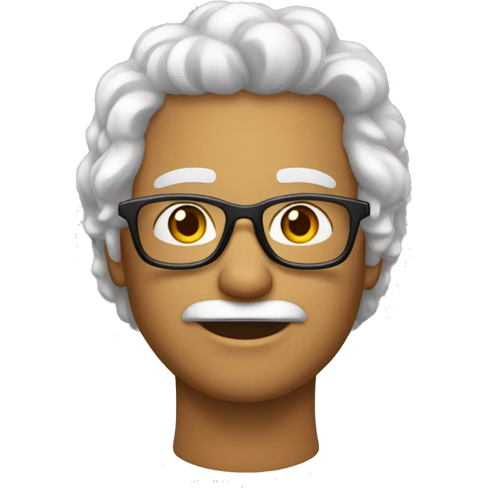 Homem branco, cabelos pretos, olhos escuros, usando óculos de sol emoji