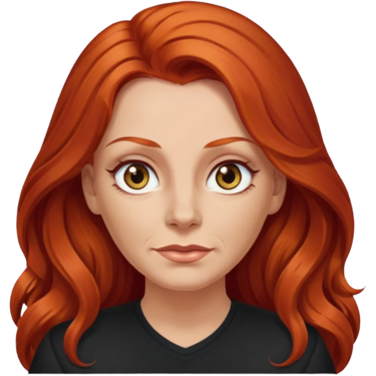 Heavy set mid 50's long red hair women hazel eyes emoji