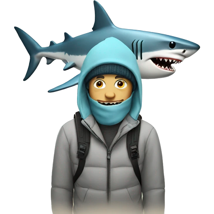 Shark hat with man in ski emoji
