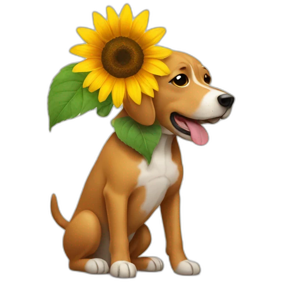 dog holding sunflower emoji
