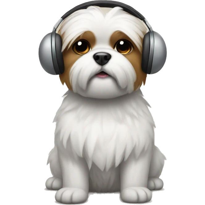 Shitzu with earmuffs on  emoji