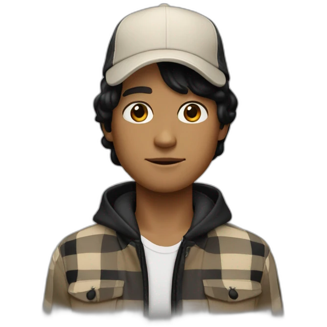 guy with white skin burberry cap and black mid-length hair emoji