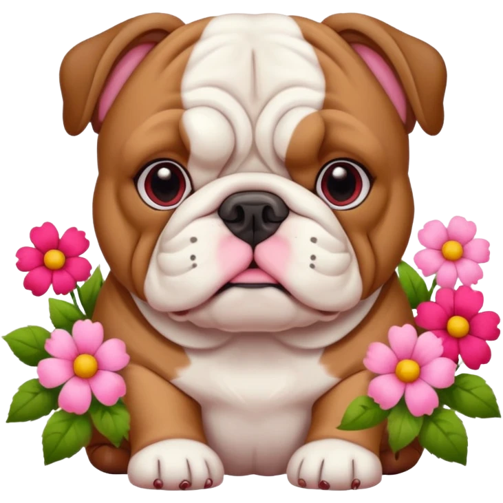 Bulldog with flowers  emoji