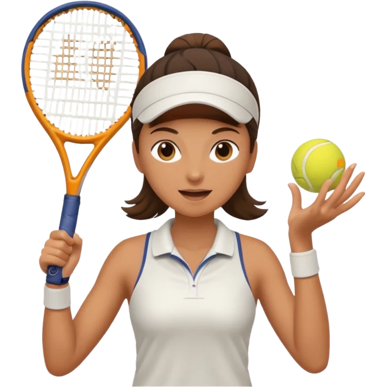 woman tennis player energetic pose holding tennis racket emoji