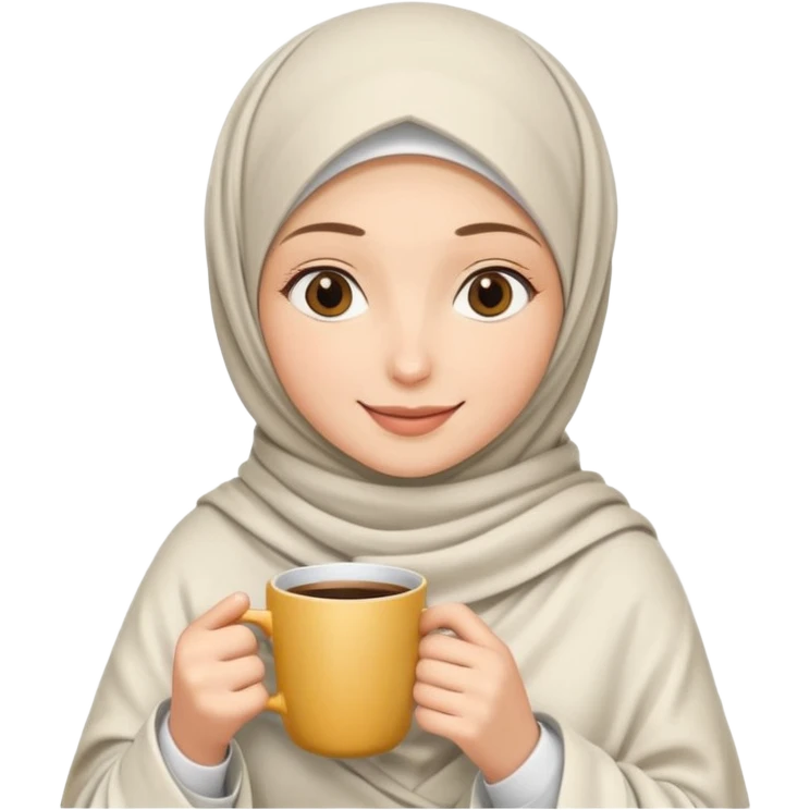 Beyaz kedi hijap bayan elinde kahve ve battaniyesi emoji