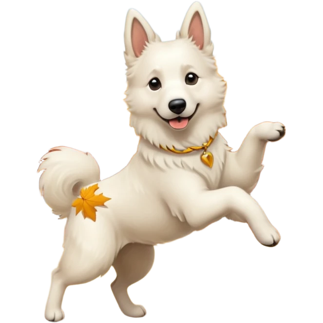 White belgian Shepard Dancing in the fall emoji