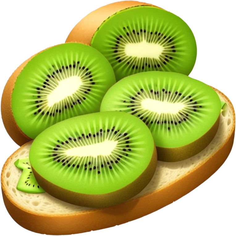 Kiwi sandwich with sliced kiwi fruit between bread slices emoji