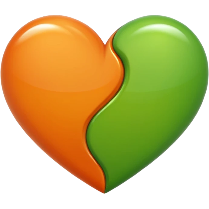 half green half orange heart emoji