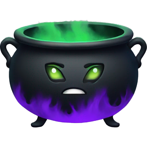 Black cauldron with purple and green smoke emoji