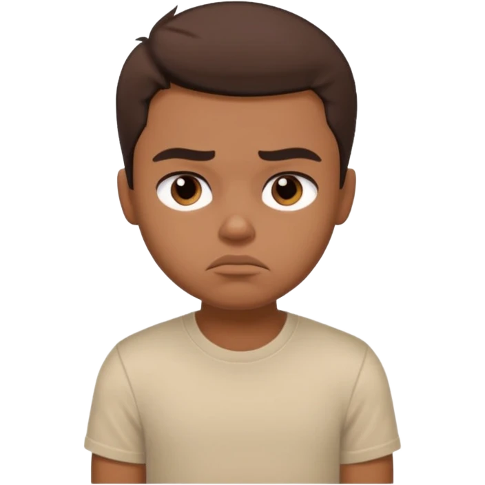 a pretty bratz dusky guy with half sleeved beige tshirt looking sleepy and bored emoji