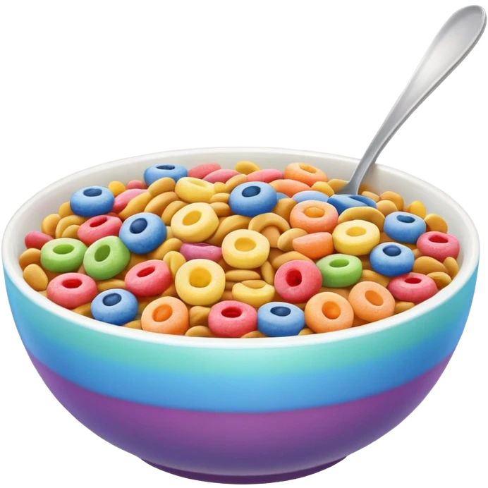 a bowl of colorful cereal, no spoon, simple, clear emoji