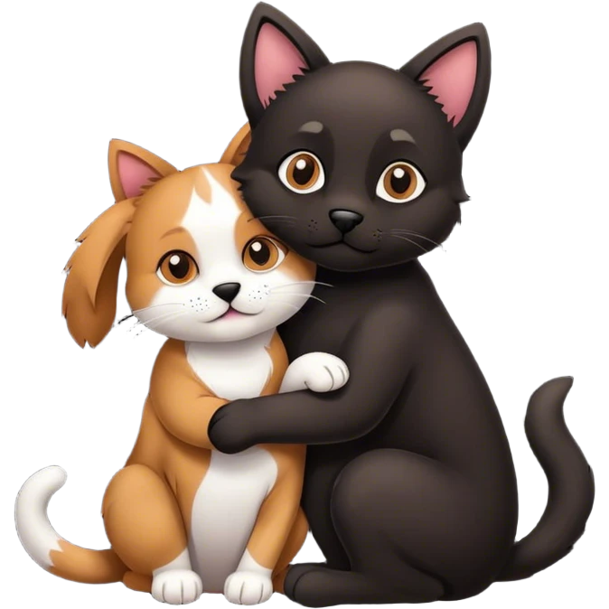 Dog hugging a cat emoji
