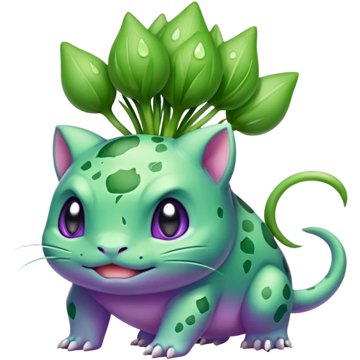 Bulbasaur with a green chive-bulb on back emoji