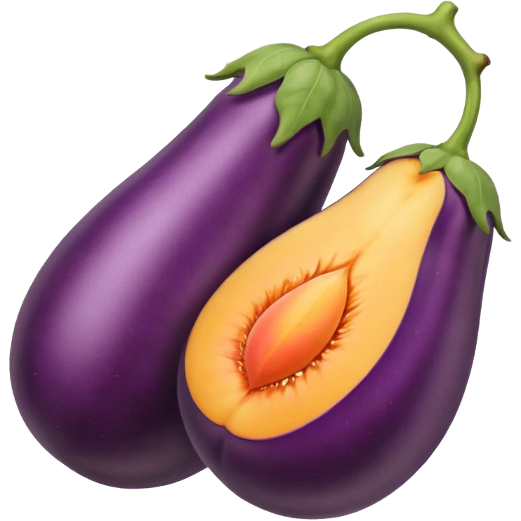 Eggplant with peach emoji