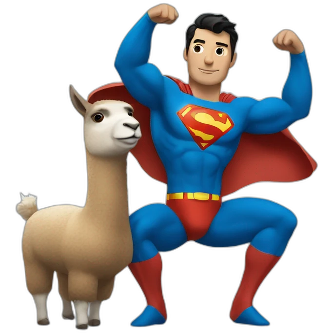 Superman lifting up a Llama emoji