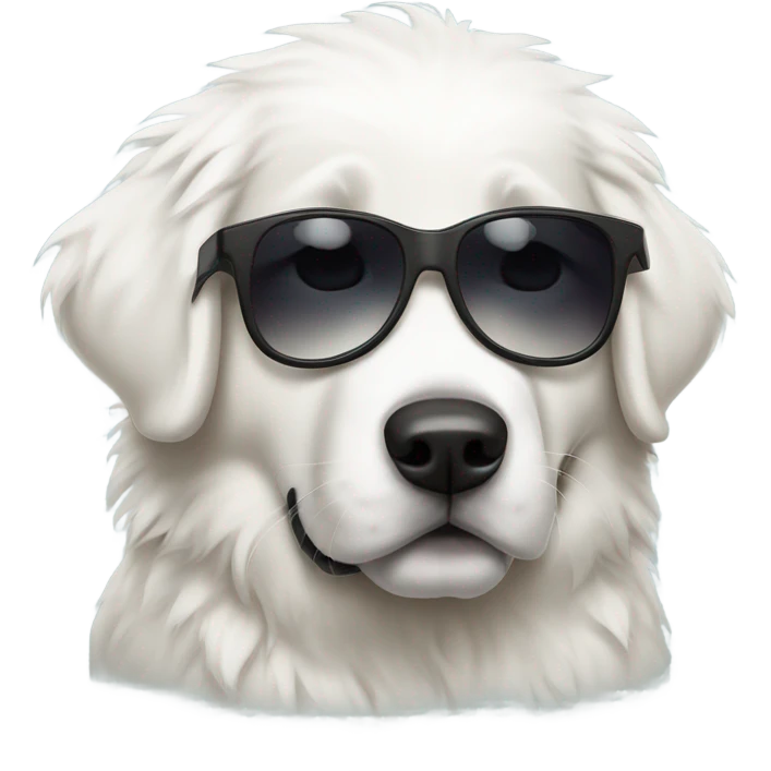 Great Pyrenees puppy with sunglasses emoji