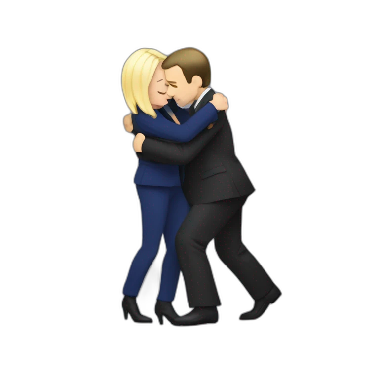 Macron hug marine lepen emoji