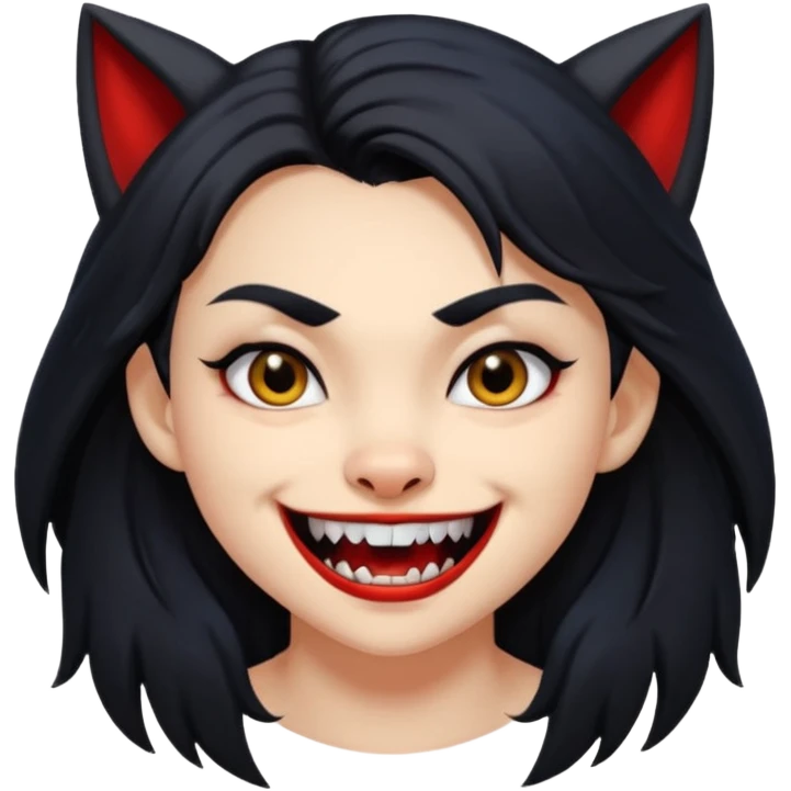 Werewolf black hair girl with a smile emoji