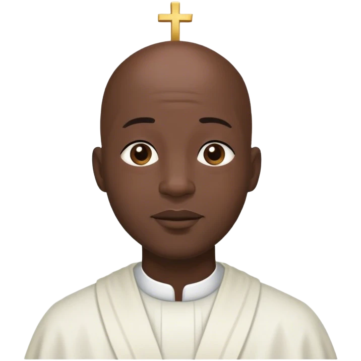 Black bald man praising god emoji