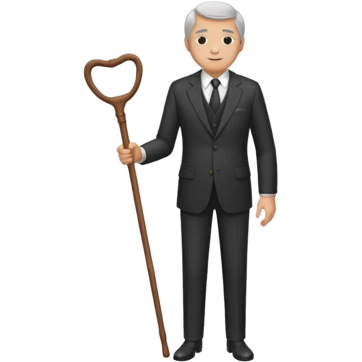 Give me a suit with pants and a wooden old age stick  emoji