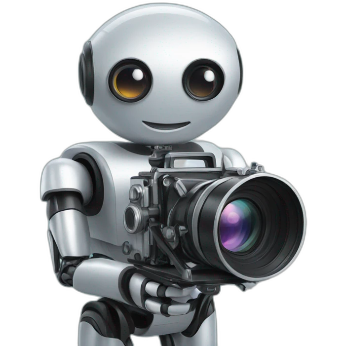 robot director holding a film camera emoji