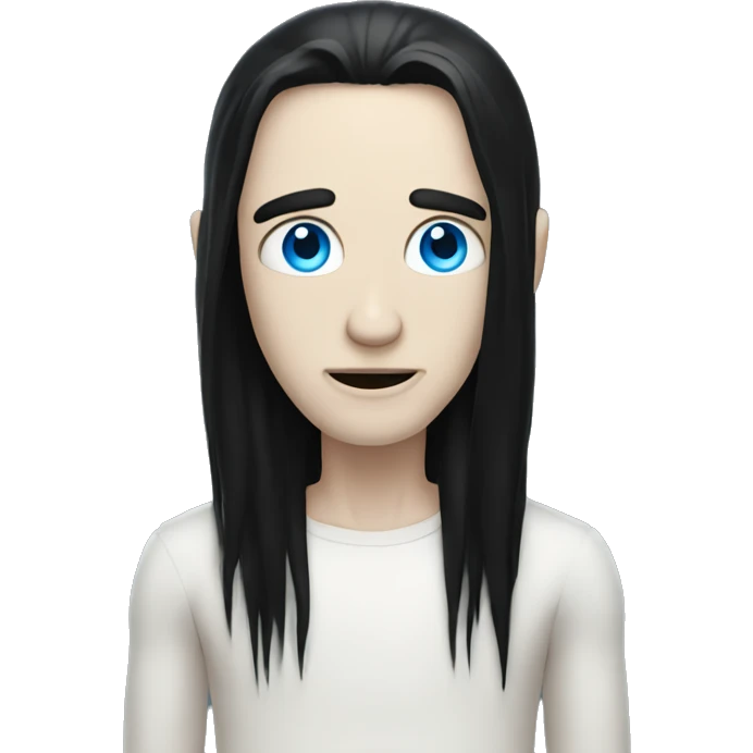 pale man with blue eyes and long black hair emoji