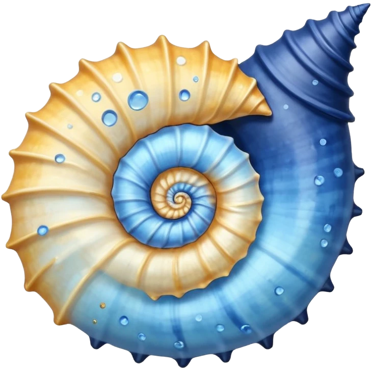 Light blue and navy blue with gold specks conch shell emoji