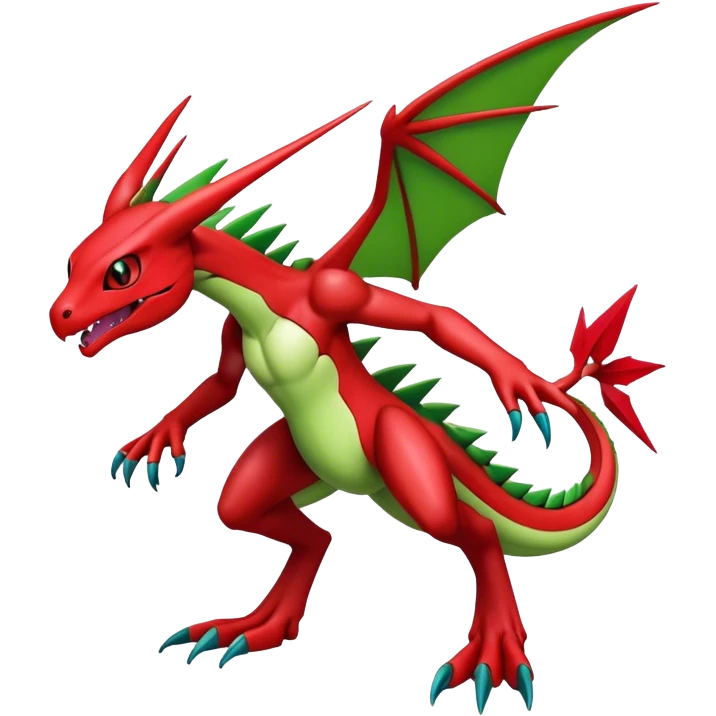 Cool edgy Guilmon-Flygon-Digimon-hybrid-fusion-combination, full body emoji