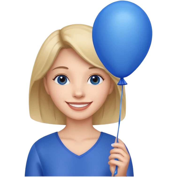 Woman with blue balloon emoji