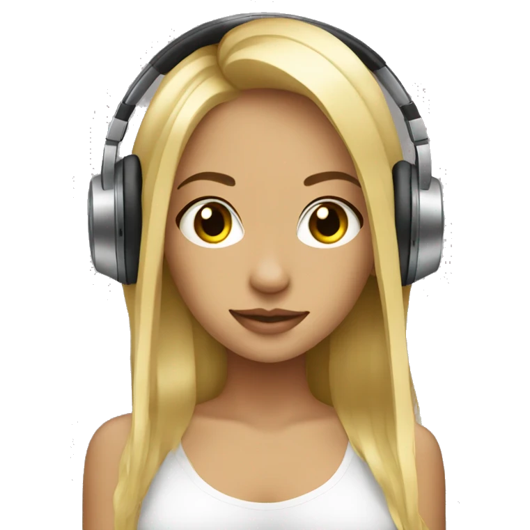 blonde dj girl straight hair with headphones emoji