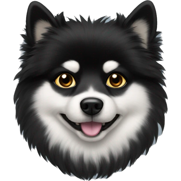 black fluffy spitz with black eyes emoji