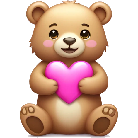 cute bear holding a shiny pink heart emoji