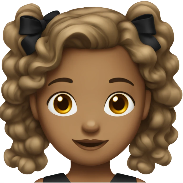Straight wavy hair medium skin tone girl with bow tie black dress  emoji