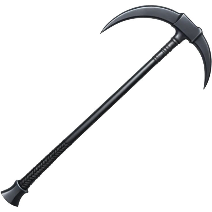 The scythe of the God of Death, a symbol of death, is long and straight, entirely in deep black. emoji
