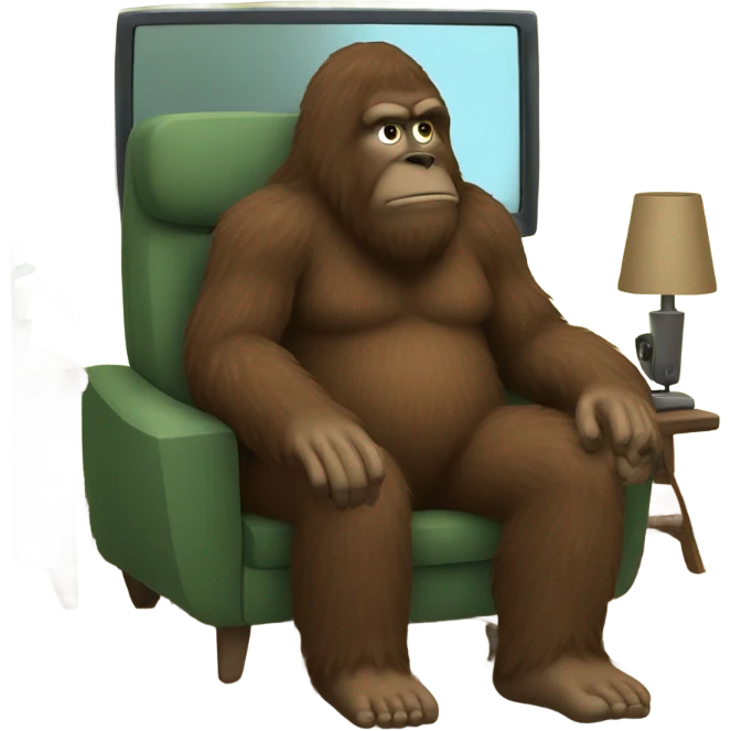 Bigfoot watching tv emoji