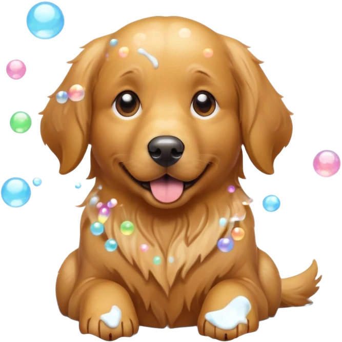 brown dog with soap bubbles emoji