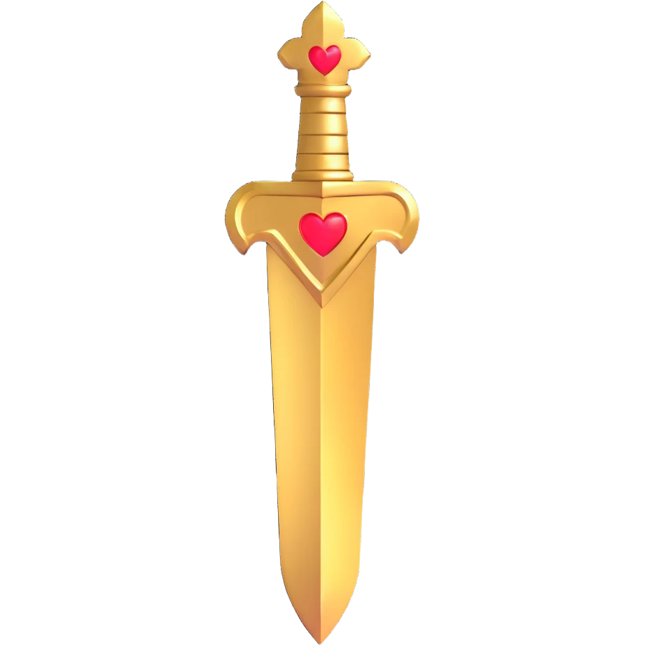 golden heart with a golden dagger diagonally across, shiny metallic look emoji