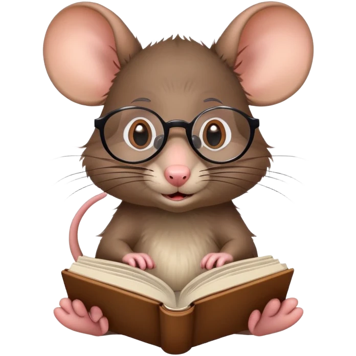 A rat with glasses reading a book emoji