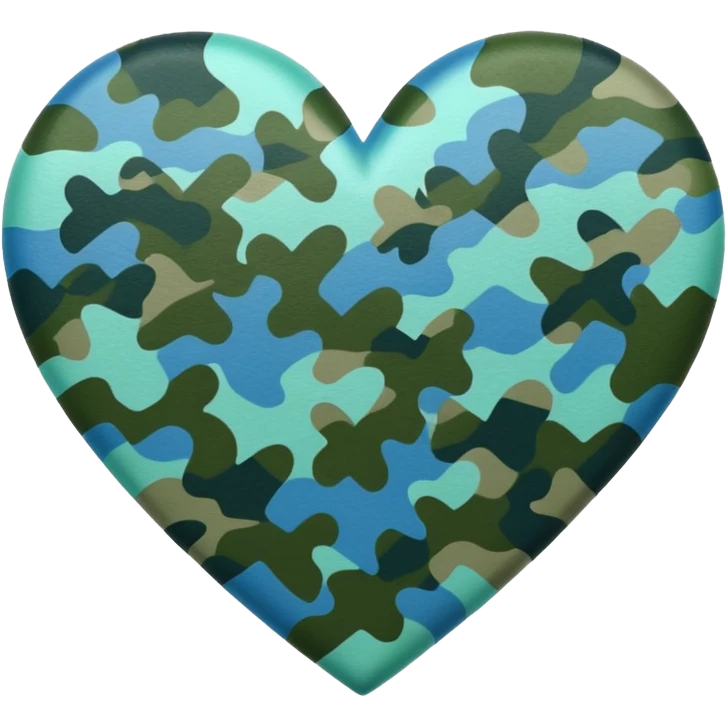 blue and green camo heart emoji