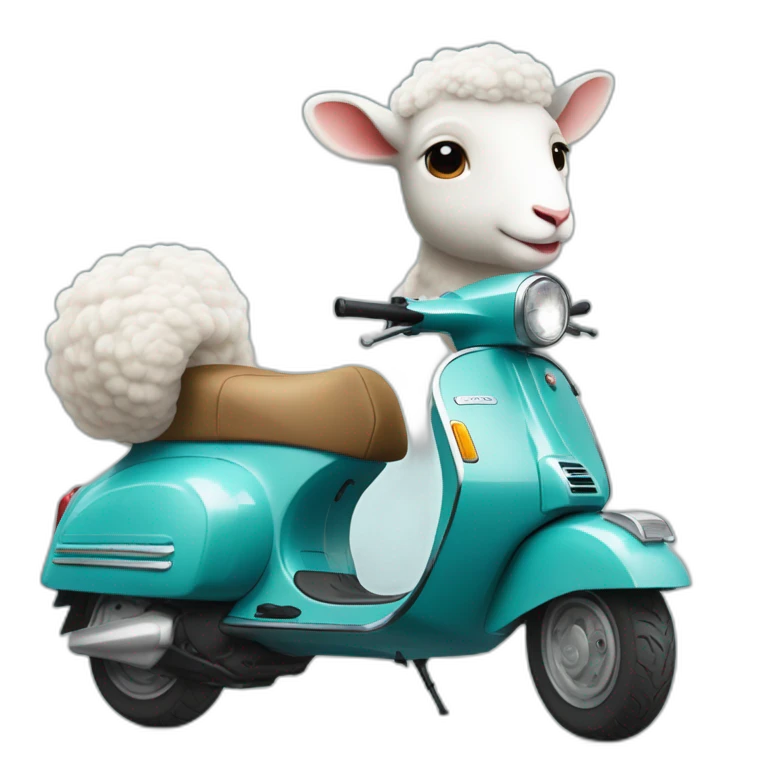 Un mouton qui roule sur une Vespa emoji